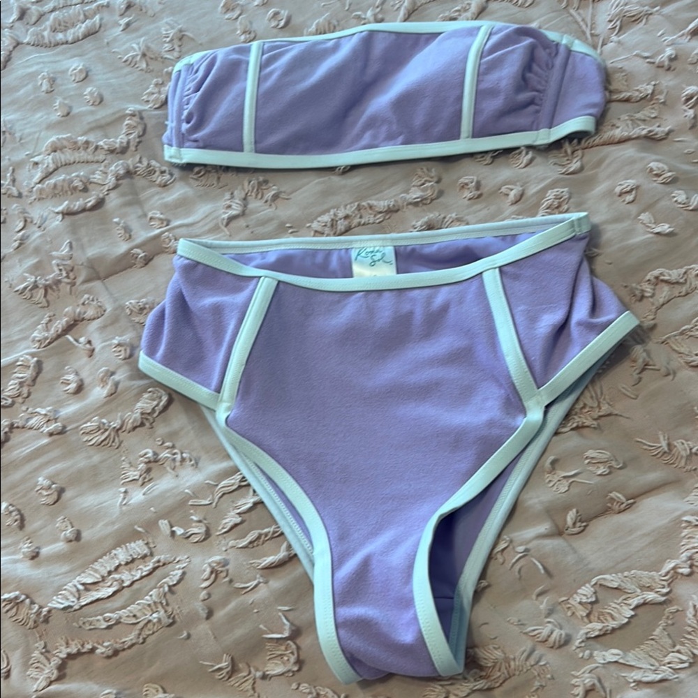 Lavender Kona Sol Bikini Set with white Trim Size Small